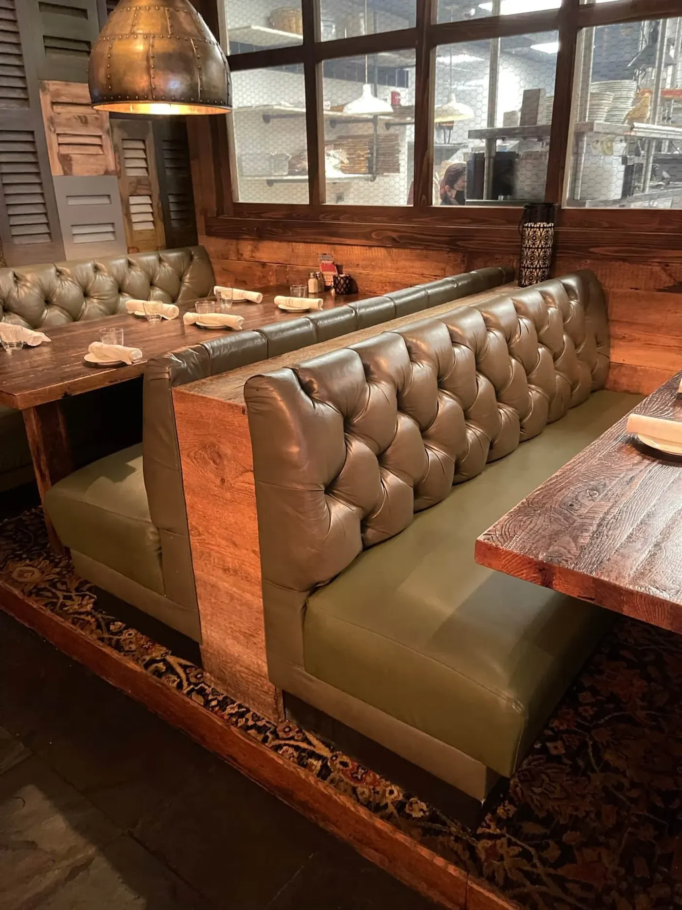 Tufted leather restaurant booth
