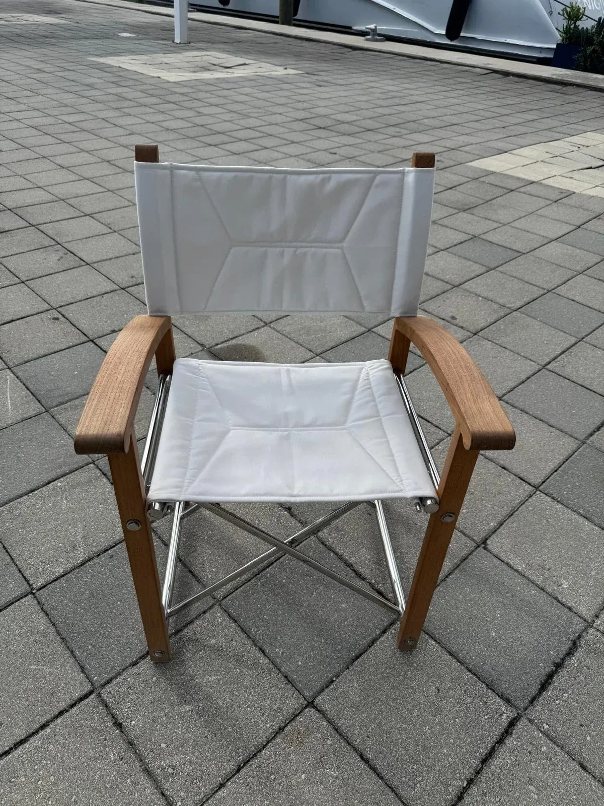 Outdoor folding chair with marine-grade fabric